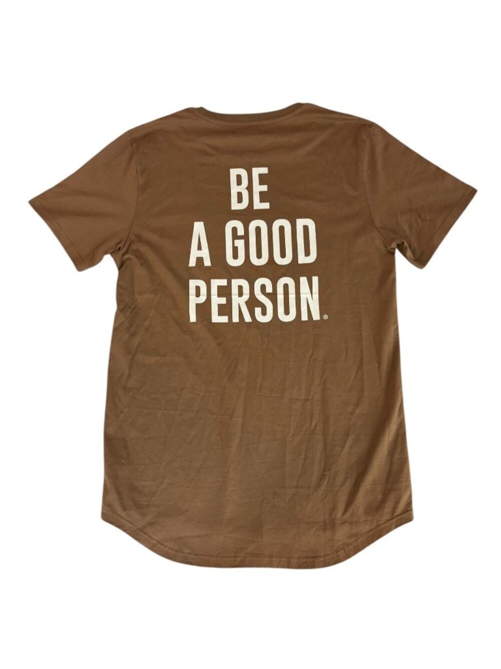 Be A Good Person Nutmeg‎ Brown Scalloped T-Shirt Top Unisex Size XL BAGP Cotton
